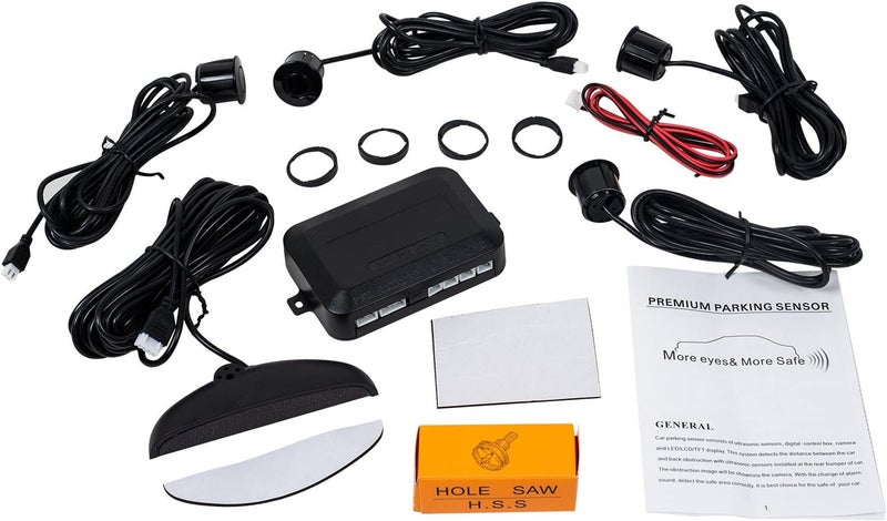 Maso Rear Parking Sensor Kit Black LED Display Parking Assistants Double CPU Security Reversing Parking Radar Sensor Car Vehicle with 4 Sensors Alarm Buzzer Reminder Safe Driving - Image 5