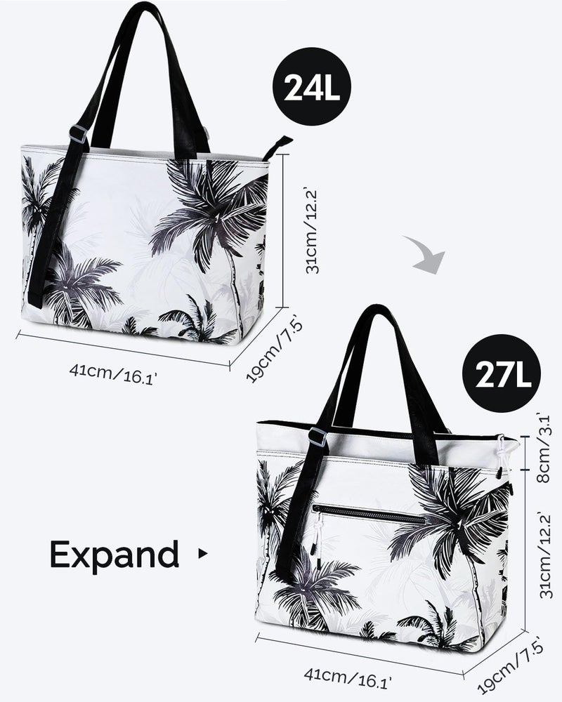 HOMESPON Large Waterproof Beach Bag for Women Pool Bags with Wet Compartment Lightweight Tote for Work Travel Weekends(Coconut Palm) - Image 4