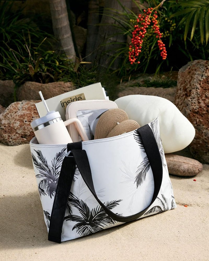 HOMESPON Large Waterproof Beach Bag for Women Pool Bags with Wet Compartment Lightweight Tote for Work Travel Weekends(Coconut Palm) - Image 2