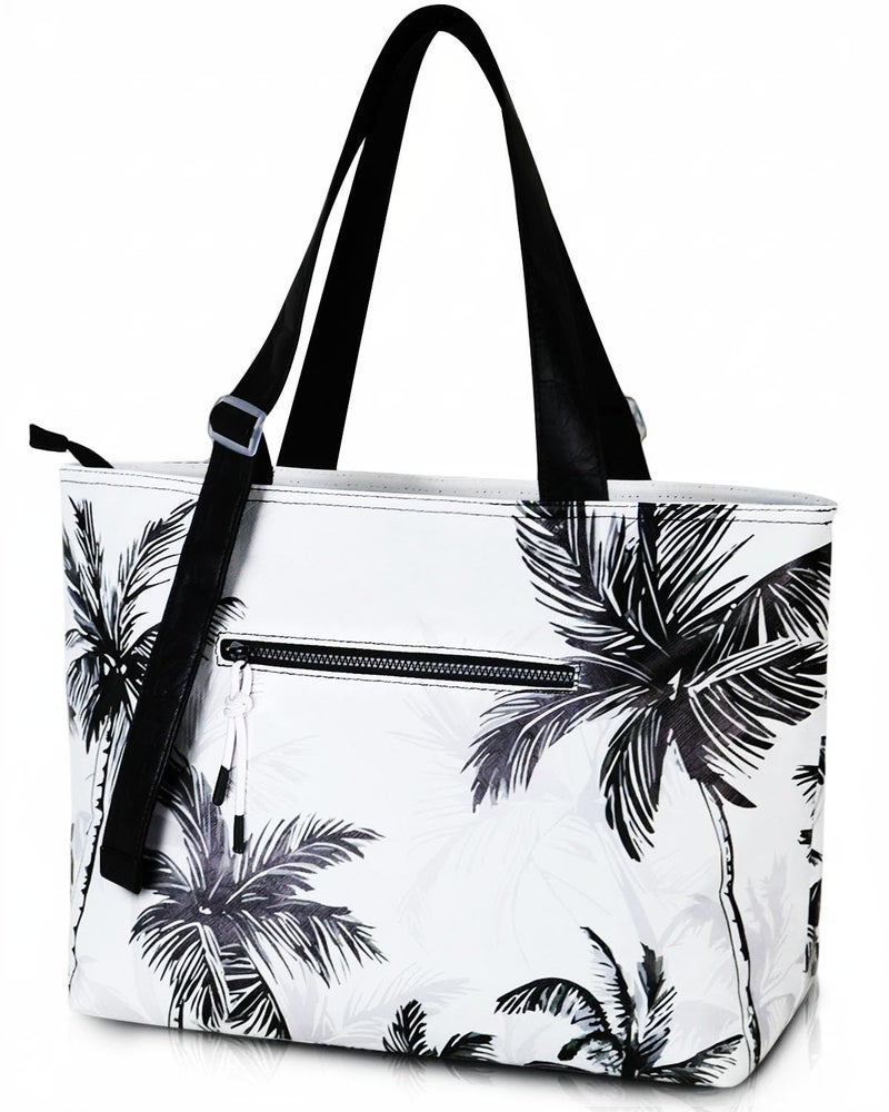 HOMESPON Large Waterproof Beach Bag for Women Pool Bags with Wet Compartment Lightweight Tote for Work Travel Weekends(Coconut Palm) - Image 1