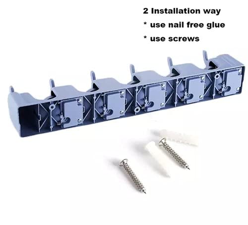 SEASPIRIT Plastic Multipurpose Wall Mounted Magic Holder 5 Slot Broom Holder and Mop Organizer Storage 5 Position 6 Hooks for Kitchen GardenMulticolor - Image 3