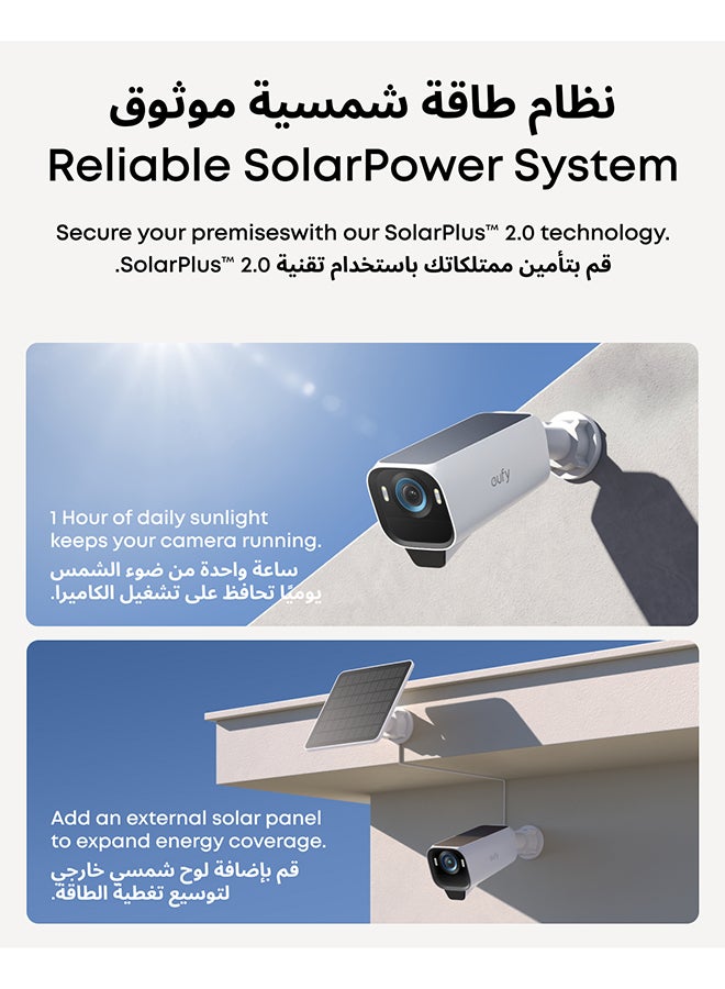 eufy eufy Security eufyCam S3 Pro Add-on Solar Security Camera Outdoor Wireless, Colour Night Vision, 4K Resolution, Forever Power 2.0, Face Recognition AI, Expandable Local Storage, No Monthly Fee  - Image 2