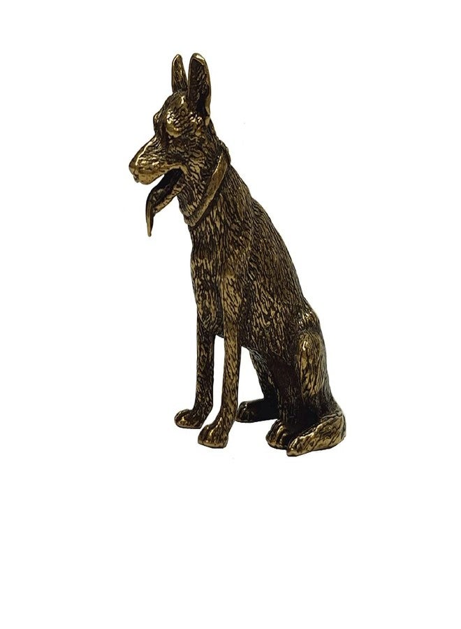 DMtse Chinese Feng Shui Brass Mini German Shepherd Dog Decor Statue Figurines for Animal Sculpture Feng Shui for Good Luck and Prosperity Collectibles Gift - Image 1