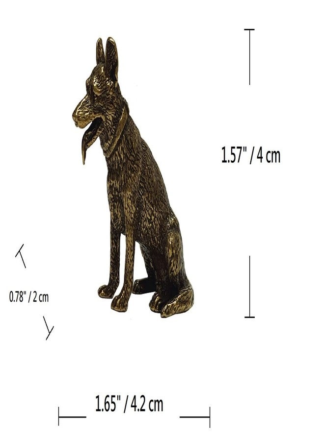 DMtse Chinese Feng Shui Brass Mini German Shepherd Dog Decor Statue Figurines for Animal Sculpture Feng Shui for Good Luck and Prosperity Collectibles Gift - Image 2