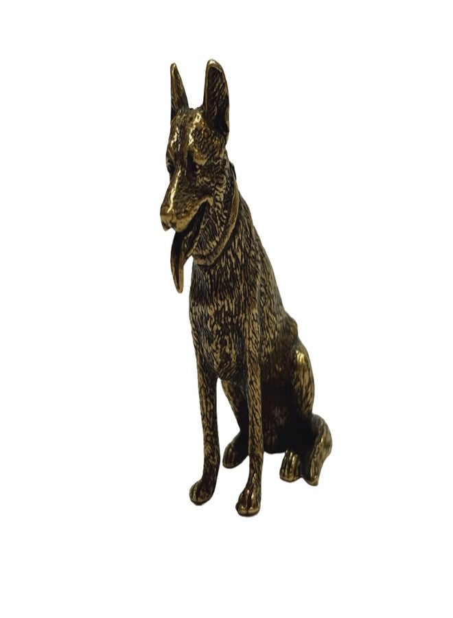 DMtse Chinese Feng Shui Brass Mini German Shepherd Dog Decor Statue Figurines for Animal Sculpture Feng Shui for Good Luck and Prosperity Collectibles Gift - Image 3