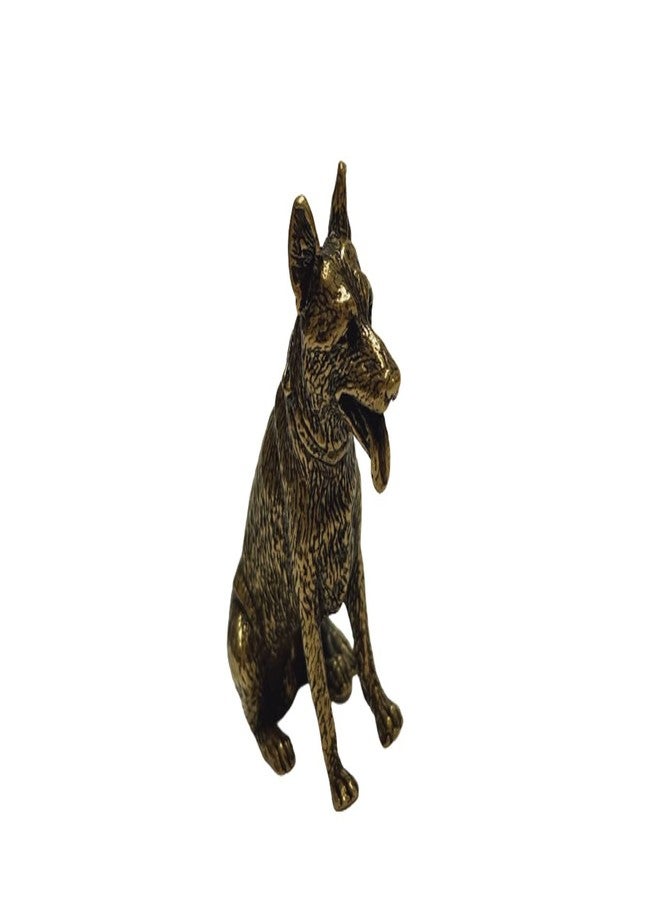 DMtse Chinese Feng Shui Brass Mini German Shepherd Dog Decor Statue Figurines for Animal Sculpture Feng Shui for Good Luck and Prosperity Collectibles Gift - Image 4