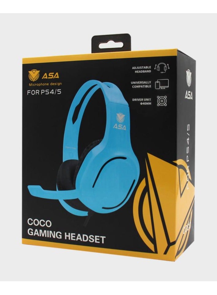 أيه أس أيه سماعة رأس ASA Coco للألعاب لجهاز PS4/PS5، عصابة رأس قابلة للتعديل ازرق فاتح - Image 1