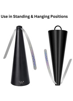 Scrolls Fly Repellent Fan for Tables - USB or AA Battery Powered - Fly Swatter for Indoor/Outdoor Dining Or Food at Parties, Restaurants, Fly Spinner, Keep Flies Away with Holographic Blades (Black - 2 Pack) 8.2X8.2X24CM  - Image 3