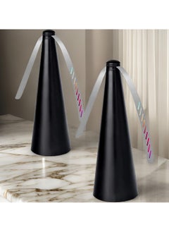 Scrolls Fly Repellent Fan for Tables - USB or AA Battery Powered - Fly Swatter for Indoor/Outdoor Dining Or Food at Parties, Restaurants, Fly Spinner, Keep Flies Away with Holographic Blades (Black - 2 Pack) 8.2X8.2X24CM  - Image 4