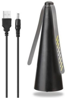 Scrolls Fly Repellent Fan for Tables - USB or AA Battery Powered - Fly Swatter for Indoor/Outdoor Dining Or Food at Parties, Restaurants, Fly Spinner, Keep Flies Away with Holographic Blades (Black - 2 Pack) 8.2X8.2X24CM  - Image 5