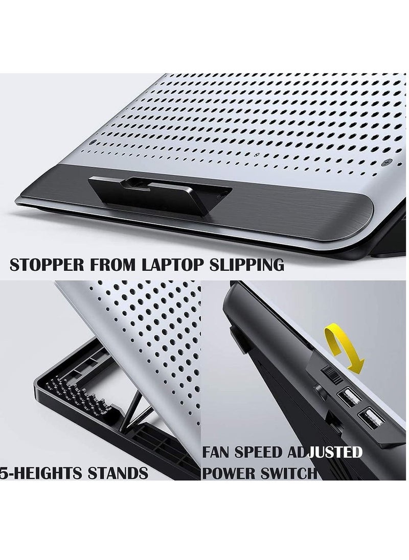 mc - Q5 Aluminum Laptop Cooling Stand 6 Fans - Speed Control With LCD Display - 5 Level Adjustable Height - Support Laptop Up to 17 Inch - Image 1