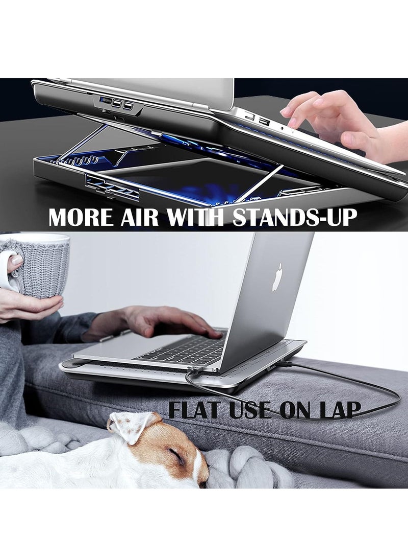 mc - Q5 Aluminum Laptop Cooling Stand 6 Fans - Speed Control With LCD Display - 5 Level Adjustable Height - Support Laptop Up to 17 Inch - Image 1