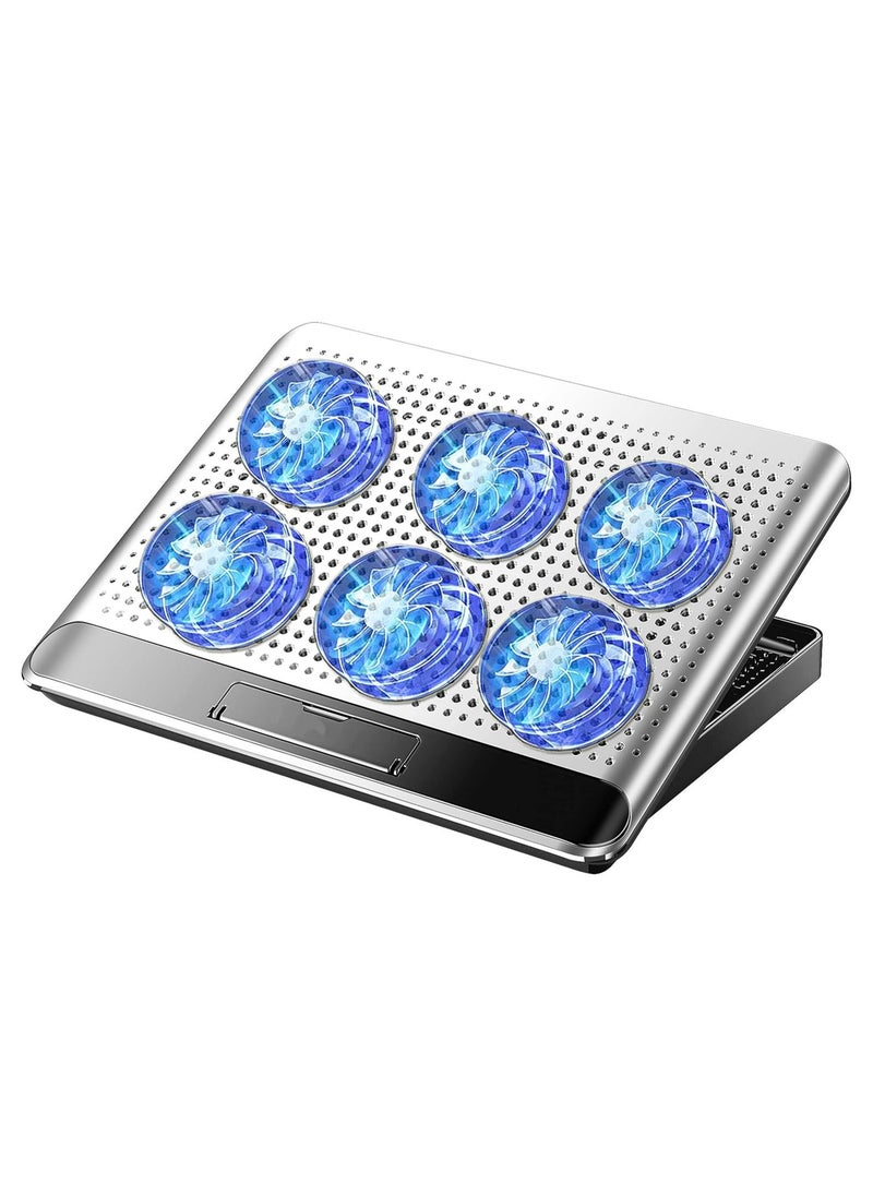 mc - Q5 Aluminum Laptop Cooling Stand 6 Fans - Speed Control With LCD Display - 5 Level Adjustable Height - Support Laptop Up to 17 Inch - Image 1