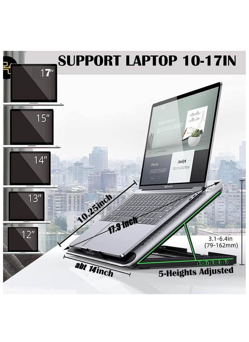 mc - Q5 Aluminum Laptop Cooling Stand 6 Fans - Speed Control With LCD Display - 5 Level Adjustable Height - Support Laptop Up to 17 Inch - Image 1
