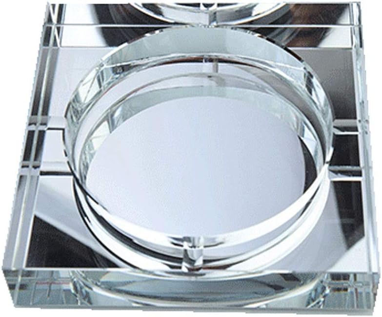 Ash Tray/Ashtray Square Glass Ashtray Crystal Ashtray Fashion Personality Gift Practical Large Boutique Ashtray Golden Large 7.8 Inches Ashtrays for Cigarettes (Color : Clear) - Image 1
