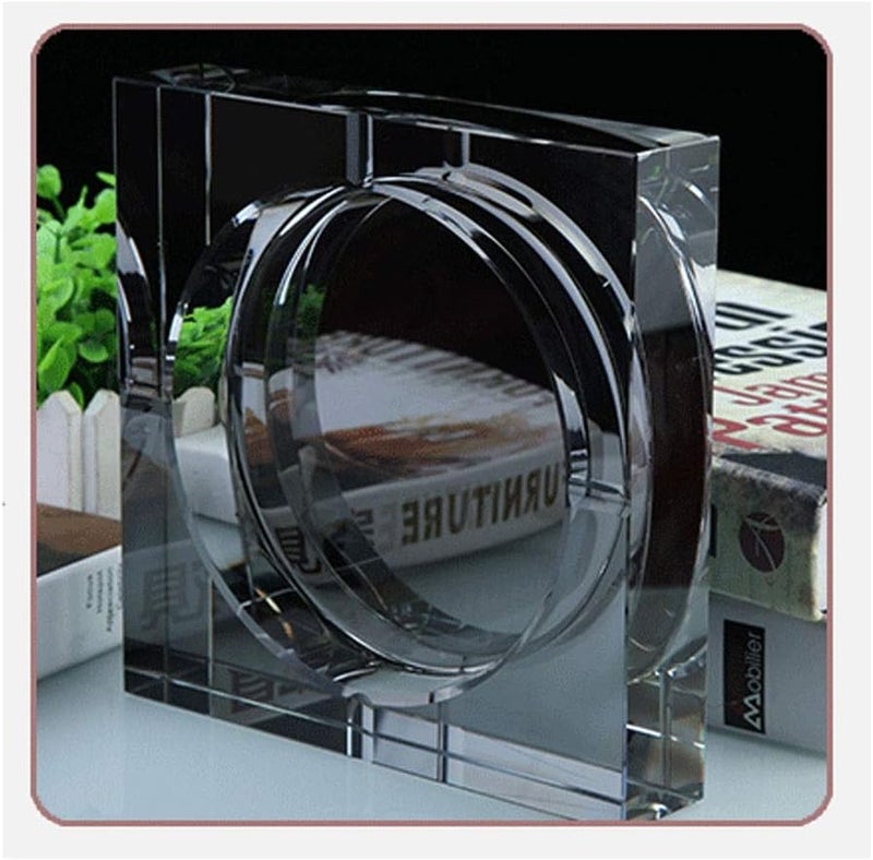 Ash Tray/Ashtray Square Glass Ashtray Crystal Ashtray Fashion Personality Gift Practical Large Boutique Ashtray Golden Large 7.8 Inches Ashtrays for Cigarettes (Color : Clear) - Image 3