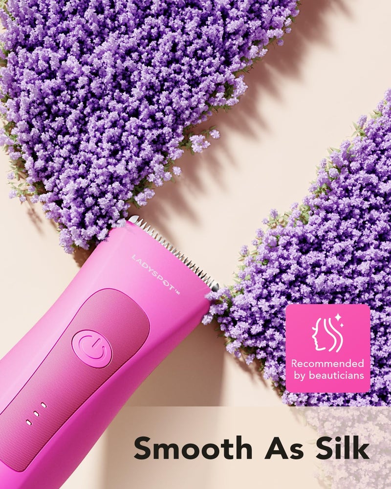 MANSPOT Bikini Trimmer for Women, LADYSPOT™ Lady Shavers for Women Rechargeable Bikini Shaver for Pubic Hair with 3 Guards and Hypoallergenic Ceramic Blade, Wet/Dry Lady Razors for Body, Legs, Bikini (Rosy Red) - Image 3