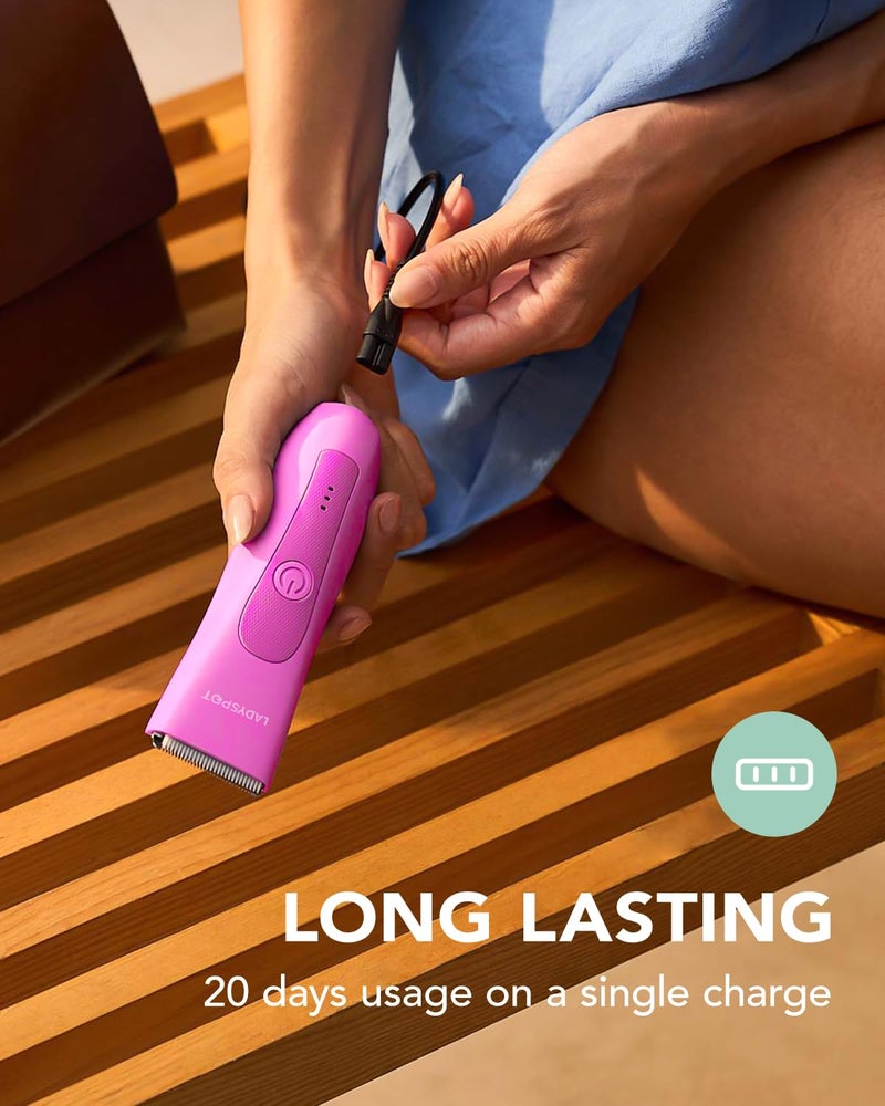 MANSPOT Bikini Trimmer for Women, LADYSPOT™ Lady Shavers for Women Rechargeable Bikini Shaver for Pubic Hair with 3 Guards and Hypoallergenic Ceramic Blade, Wet/Dry Lady Razors for Body, Legs, Bikini (Rosy Red) - Image 5