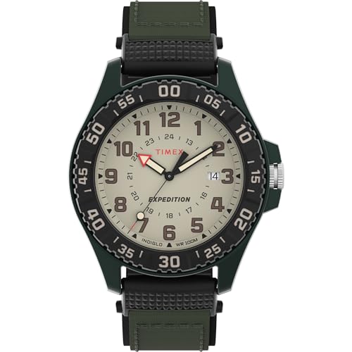 TIMEX ساعة Timex Men's Expedition Acadia 42mm بحزام أخضر وقرص طبيعي وحالة خضراء - Image 1