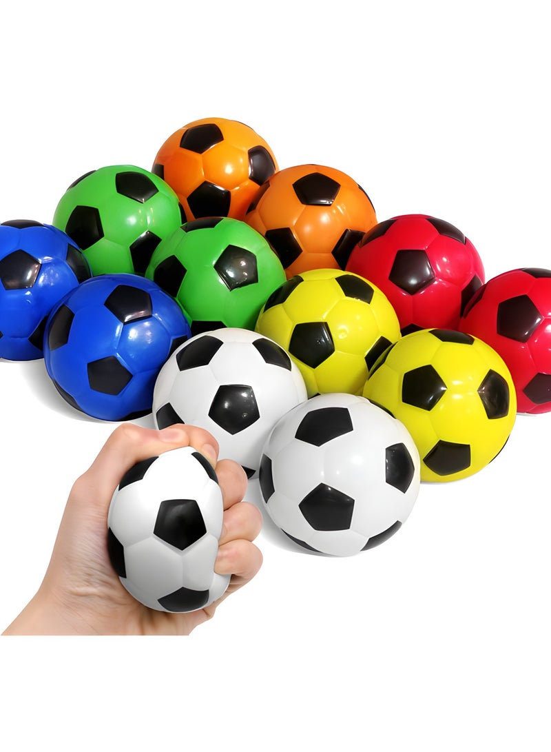 MAGIC VAULT Novelty Place Squeezable Stress Soccers Assorted Colors - Excellent Anti-Stress Balls for Tension Relief - Relaxation Gadgets, Fidget Toys, Party Favors, Carnival Prizes(12 Pack & 6 Colors)  - Image 1