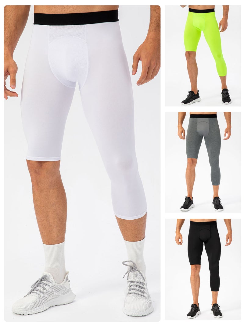 Basketball Tights XX-Large Grey Irregular Leg Design - Breathable Mesh Crotch Stretchy Single Leg Leggings for Basketball Running Fitness Cycling Baseball - Image 3