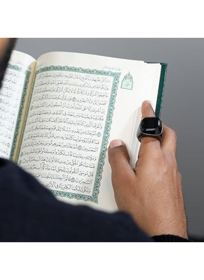 iQIBLA iQIBLA Smart Tasbih Zikr Ring-Muslim Prayer-Prayer timing reminder-OLED display-Tasbih Counter- Smart Ring- Wearable Technology- Waterproof Zikr Ring Black-E0120BK-USB (22mm)  - Image 3