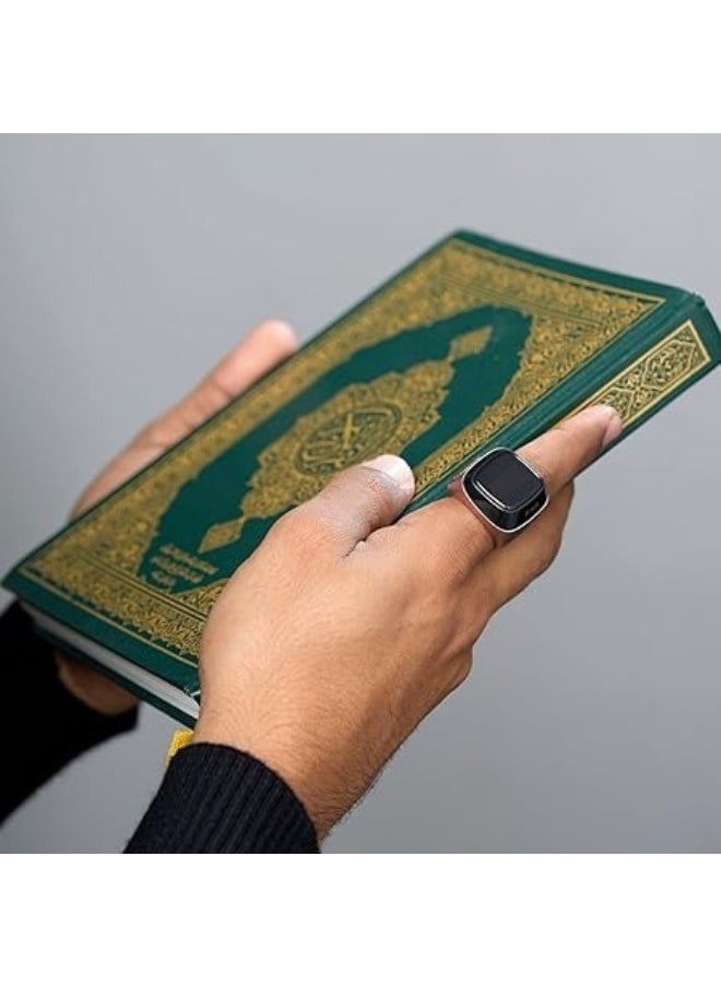 iQIBLA iQIBLA Smart Tasbih Zikr Ring-Muslim Prayer-Prayer timing reminder-OLED display-Tasbih Counter- Smart Ring- Wearable Technology- Waterproof Zikr Ring Black-E0120BK-USB (22mm)  - Image 4