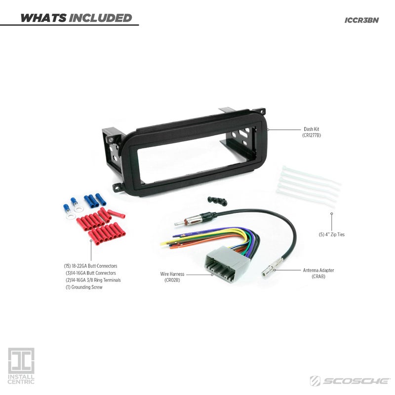 Scosche ICCR3BN Single DIN Radio Install Dash Kit Compatible with Select 2002-07 Chrysler, Dodge & Jeep Vehicles - Complete Basic Car Stereo Installation Kit - See Vehicle Fit Guide in Images - Image 2