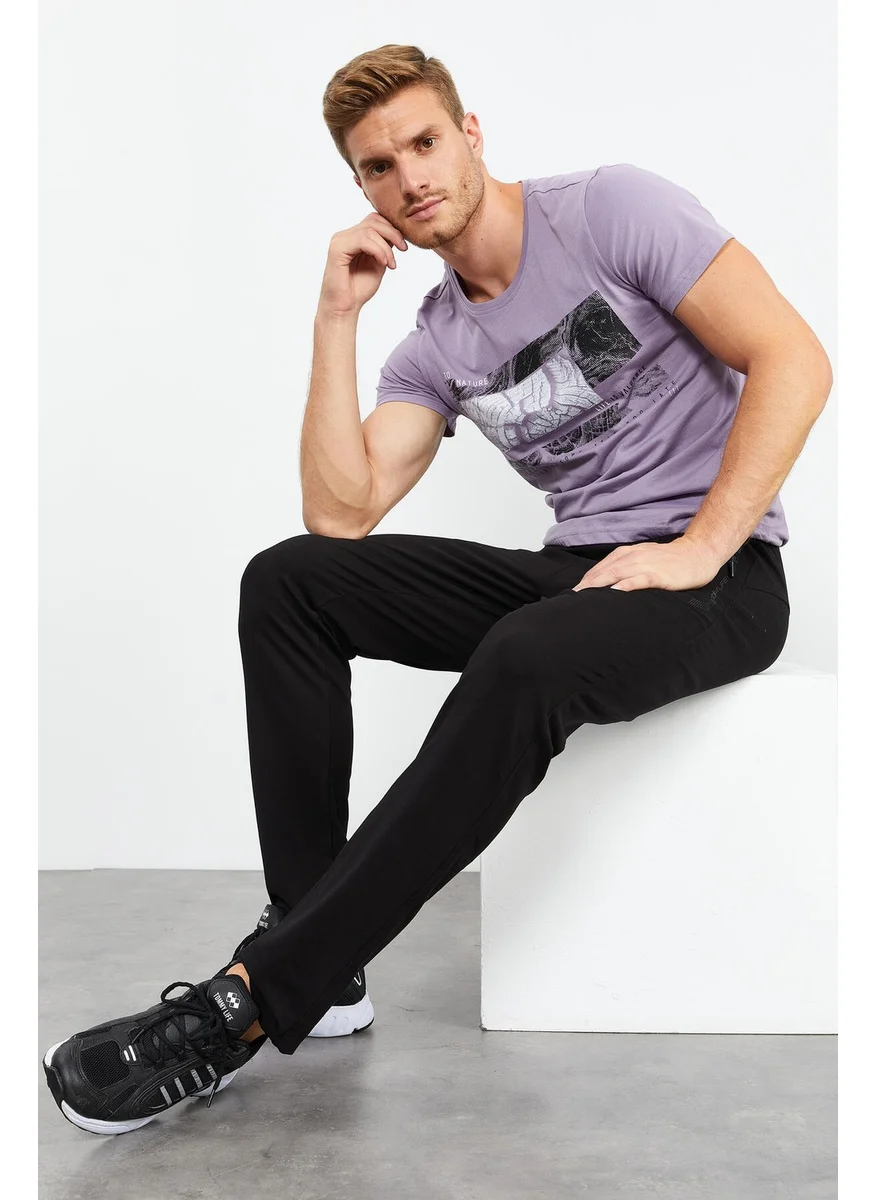 تومي لايف Black Men's Zipper Pocket Standard Fit Classic Leg Tracksuit Bottom-84744