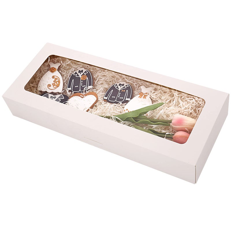 RIFMEAE 20-Pack 16" x 6.5" x 2.5" Cookie Boxes with Window, White Bakery Boxes, Strawberry boxes, Long Treat Boxes for Strawberries and Pastries - Image 4