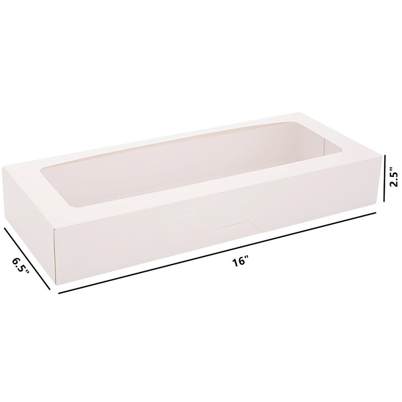 RIFMEAE 20-Pack 16" x 6.5" x 2.5" Cookie Boxes with Window, White Bakery Boxes, Strawberry boxes, Long Treat Boxes for Strawberries and Pastries - Image 2