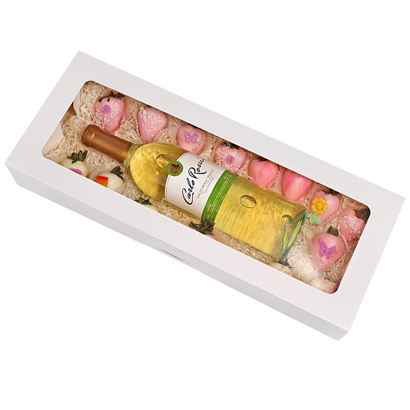 RIFMEAE 20-Pack 16" x 6.5" x 2.5" Cookie Boxes with Window, White Bakery Boxes, Strawberry boxes, Long Treat Boxes for Strawberries and Pastries - Image 1