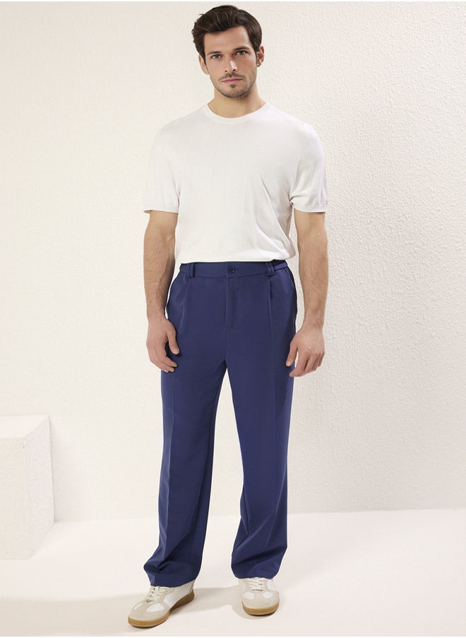 trendyol Navy Blue Wideleg Baggy Relaxed Fit Woven Fabric Trousers  - Image 1