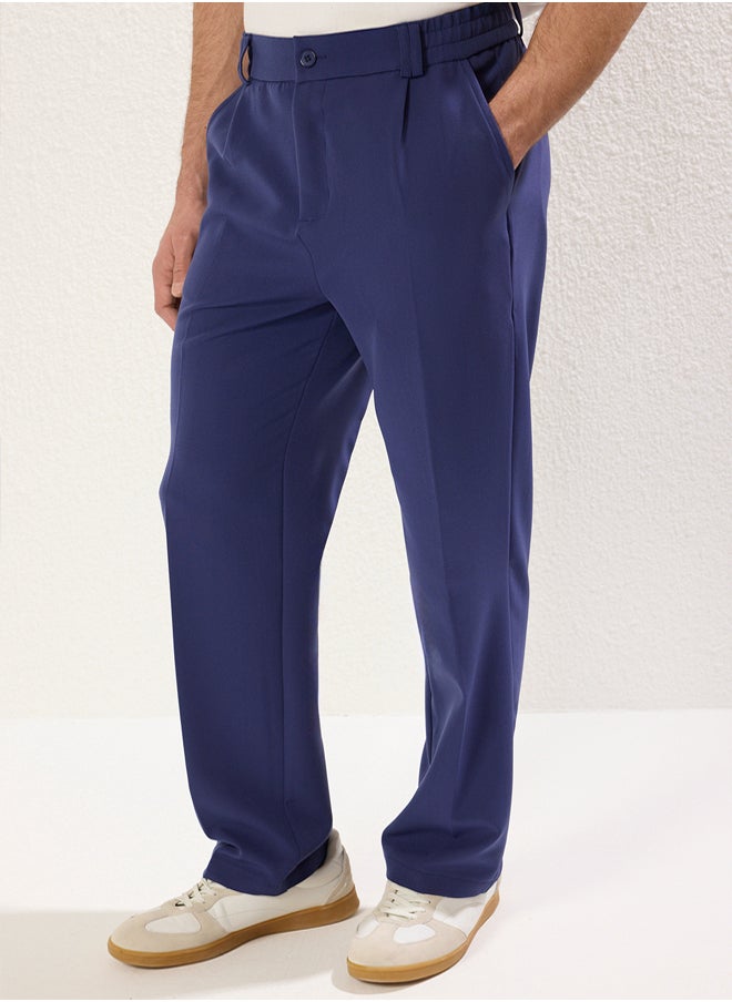 trendyol Navy Blue Wideleg Baggy Relaxed Fit Woven Fabric Trousers  - Image 5