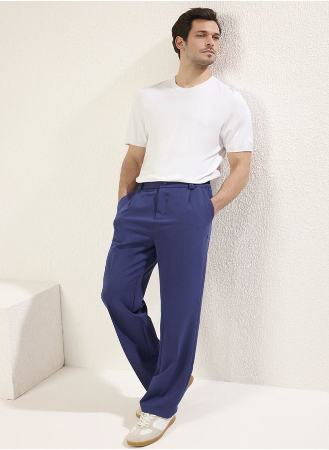 trendyol Navy Blue Wideleg Baggy Relaxed Fit Woven Fabric Trousers  - Image 2