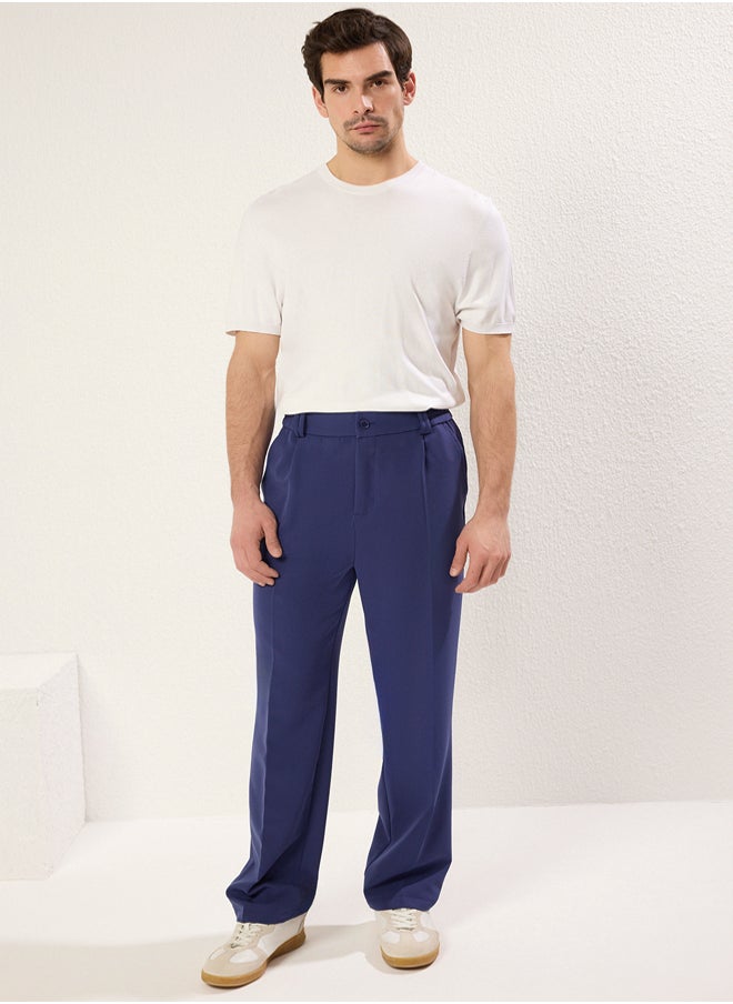 trendyol Navy Blue Wideleg Baggy Relaxed Fit Woven Fabric Trousers  - Image 4