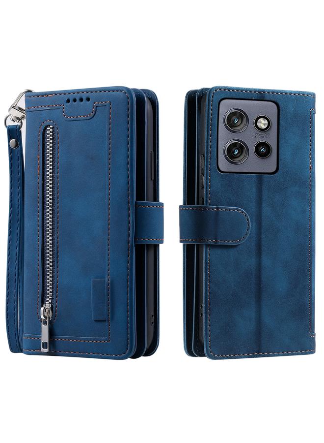 اس-توب جراب لهاتف Motorola Edge 50 Neo، جراب هاتف جلدي مزود بسحاب وبطاقة تسع بطاقات مع حبل تعليق - Image 2