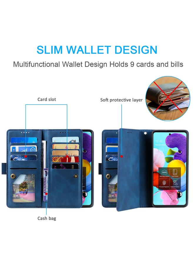 اس-توب جراب لهاتف Motorola Edge 50 Neo، جراب هاتف جلدي مزود بسحاب وبطاقة تسع بطاقات مع حبل تعليق - Image 3