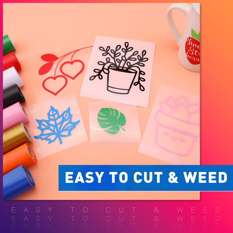 HTVRONT فيلم فينيل دائم وردي من HTVRONT لآلة كريكت، لفائف فينيل دائم وردي - 12" × 11 قدم لفافة فينيل لآلة كريكت، سيلويت، كامي، لافتات، ألبومات، حرف، قواطع (وردي لامع) - Image 4