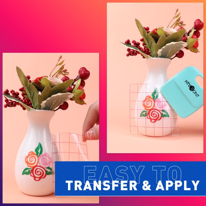 HTVRONT فيلم فينيل دائم وردي من HTVRONT لآلة كريكت، لفائف فينيل دائم وردي - 12" × 11 قدم لفافة فينيل لآلة كريكت، سيلويت، كامي، لافتات، ألبومات، حرف، قواطع (وردي لامع) - Image 5