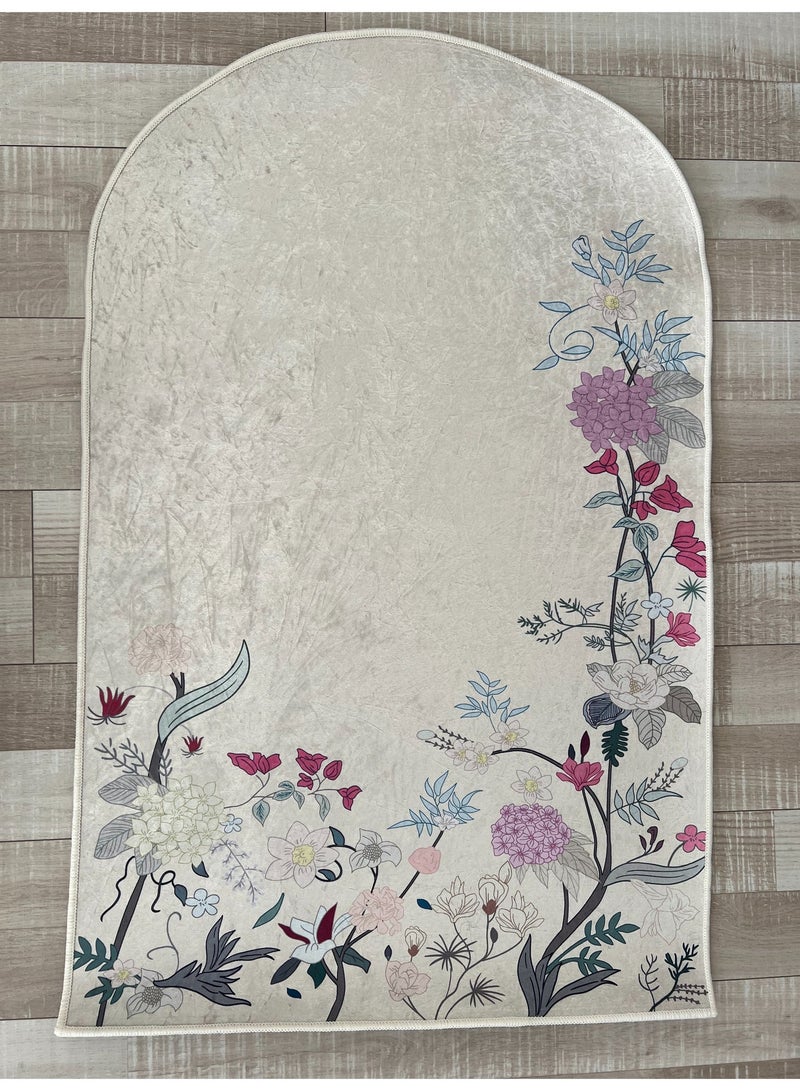 Luxury Embroidered Prayer Mat for Women – Elegant Arch-Shaped Islamic Sajada with Floral Embroidery, Soft Plush Velvet Texture, Premium Lightweight Design for Daily Salah & Ramadan Gifts – Ideal Muslim Prayer Rug for Ladies, Home, Mosque, Travel, and Special Occasions – High-End Floral Musalla for Muslim Women - Image 5