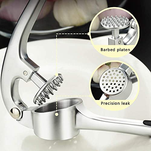 Lechay Garlic Press, Stainless Steel Garlic Press Tool with Cleaning Brush and Silicone Garlic Peeler 3 Pcs by Lechay - Image 4