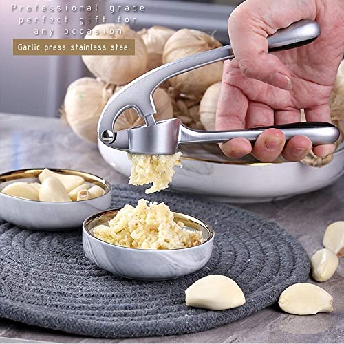 Lechay Garlic Press, Stainless Steel Garlic Press Tool with Cleaning Brush and Silicone Garlic Peeler 3 Pcs by Lechay - Image 3