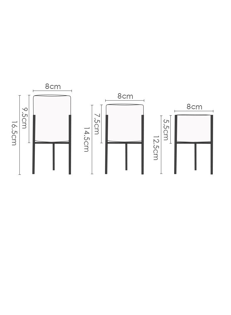Bluejw 2-Piece Creative Ceramic Metal Holder Plant Vases With Flower Pot Rack Stand Set - Image 2