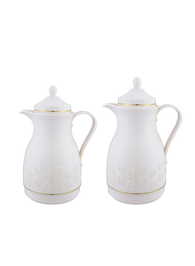 REEM 2-Piece Tea/Coffee Flask Set 0.6L & 1L Beige/Gold