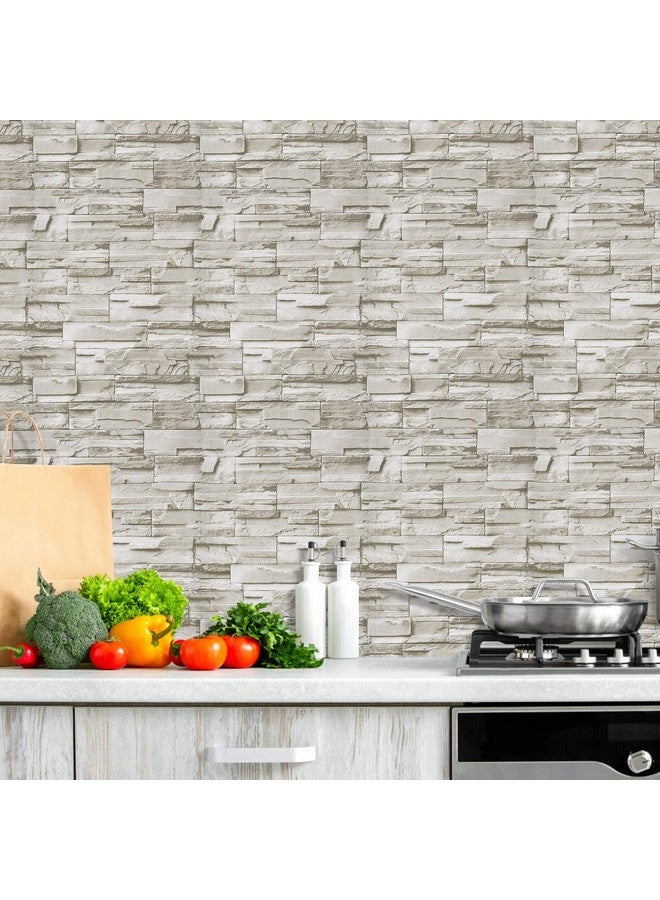 WENMER Beige Stone Peel And Stick Wallpaper 17.7 X 118 3D Wallpaper Faux Brick Wallpaper Textured Stone Wall Paper Brick Self Adhesive Removable Wallpaper For Kitchen Backsplash Walls - Image 3