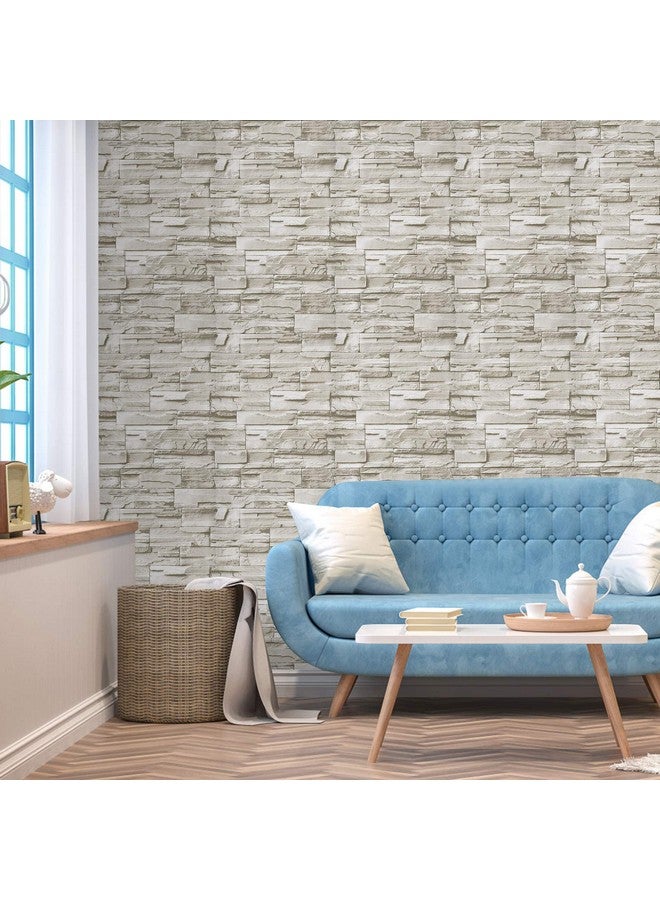 WENMER Beige Stone Peel And Stick Wallpaper 17.7 X 118 3D Wallpaper Faux Brick Wallpaper Textured Stone Wall Paper Brick Self Adhesive Removable Wallpaper For Kitchen Backsplash Walls - Image 5