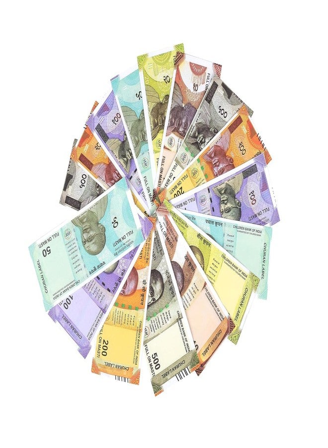 Laserbot Currency (6 X 25=150 Each) for Kids Denomination Learning Money 10 | 20 | 50 | 100 | 200 | 500 Artificial Playing Currency, Learn Money Skills, Fake Money, Dummy Note- Multi Color (150) - Image 1