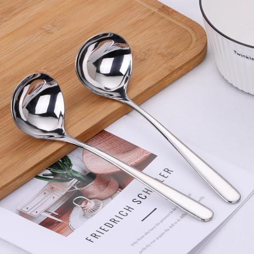 Mafier 2 oz. Soup Ladles SUS304 Stainless Steel Gravy Ladle for Serving,9.5 Inch Sauce Ladel Spoon(Silver)(Set of 2) - Image 2