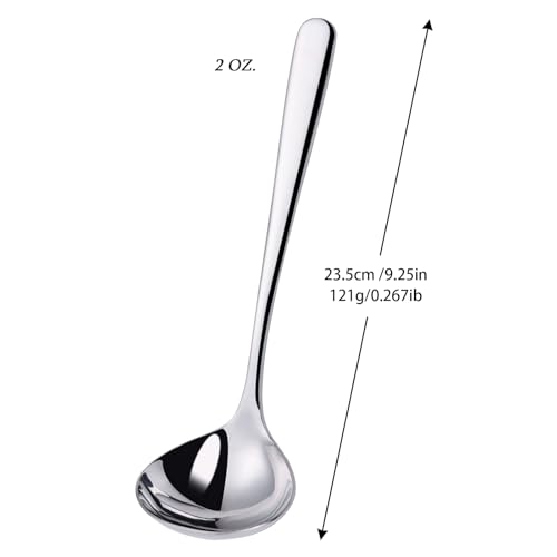 Mafier 2 oz. Soup Ladles SUS304 Stainless Steel Gravy Ladle for Serving,9.5 Inch Sauce Ladel Spoon(Silver)(Set of 2) - Image 3